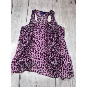 Miley Cyrus x Max Azria Tank Top Women S/M Pink Leopard Print Y2K‎ Edgy Boho